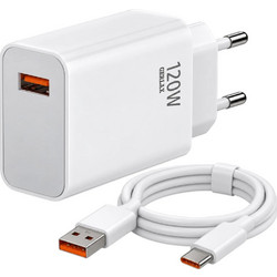 Gerlax A17 Φορτιστής με Καλώδιο USB-C με Θύρα USB-A 120W White