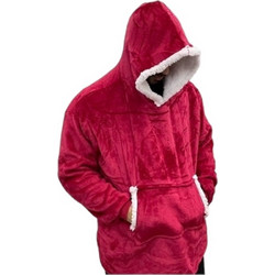 Κουβέρτα Fleece Velvet με Μανίκια και Κουκούλα Κόκκινο - OEM