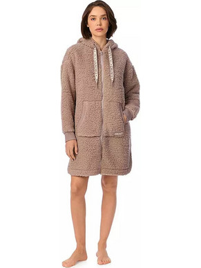 DKNY Sherpa Chill Γυναικεία Ρόμπα Taupe YI30127