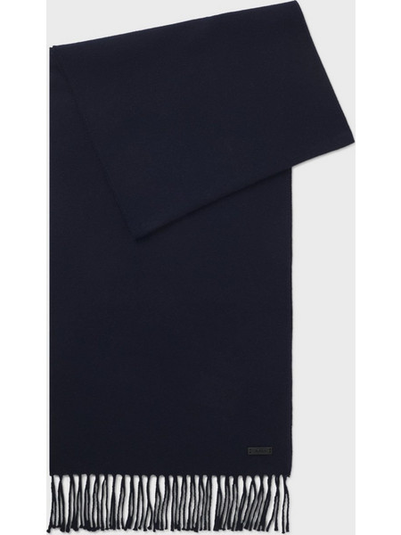 Κασκόλ BOSS Italian-made scarf in wool with logo patch Dark Blue
