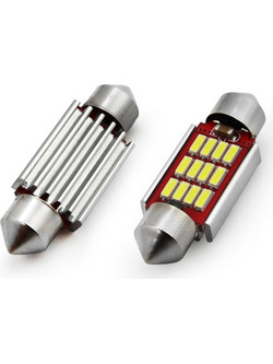 Amio - Λαμπάκια Πλαφονιέρας LED 39mm 12/24V 2.9W 5600K 12LED C5W Festoon Canbus Λευκό Φως για Εσωτερικό Φωτισμό και Πινακίδα Αυτοκινήτου - 2 τεμ. (01290/AM)