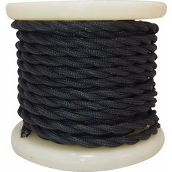 Elvhx Textile Υφασμάτινο Καλώδιο 2x0.75mm 10m σε Μαύρο Χρώμα EL338006