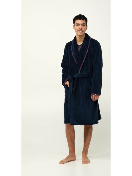 Μακριά Σταυρωτή Ανδρική Ρόμπα Fleece Vamp 23617 ΜΠΛΕ
