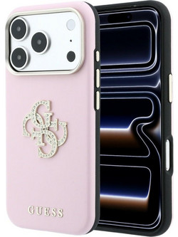 Guess Smooth & Big Strass Logo Case Pink (iPhone 18 Pro / 17 Pro)