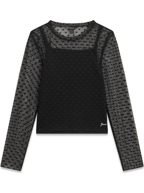 Guess Mesh LS T Παιδικό T-Shirt Μαύρο J6YP02K3743-PMNP