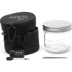 RAW MASON JAR 10oz - 295ml - ΓΥΑΛΙΝΟ BAZO ΚΑΙ ΘΗΚΗ ΜΕ ΚΛΕΙΔΑΡΙΑ 14498