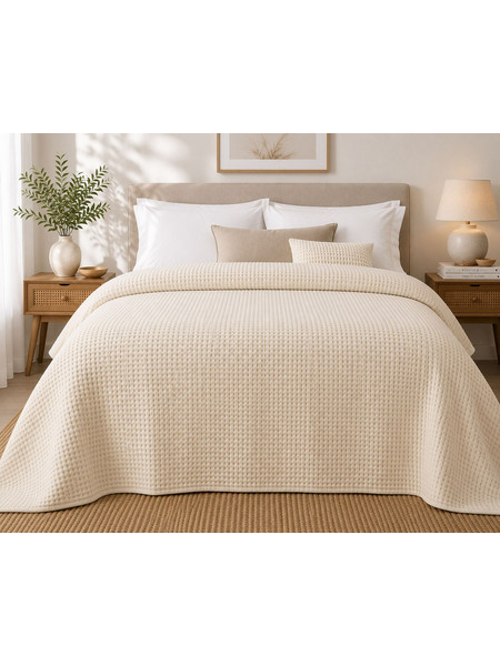 Κουβέρτα Πικέ Le Blanc Sanforized New Cotton Rich Μονή 170x250 Sand