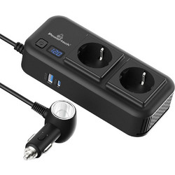 POWERTECH inverter αυτοκινήτου 200W, 12V/24V DC σε 2x 110V/220V AC, με 2x USB-C/2x USB - (PTL-029)