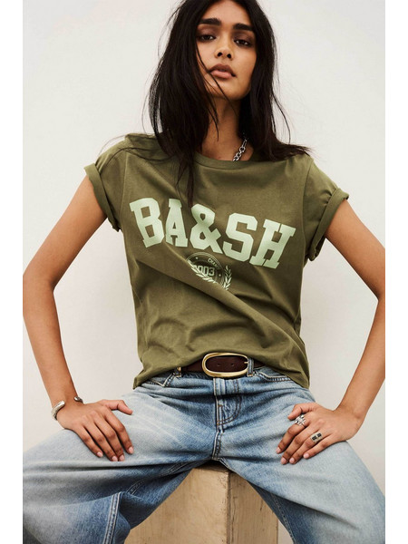 ba&sh γυναικείο T-shirt μονόχρωμο με letter print Ioni - IONIH26 Χακί