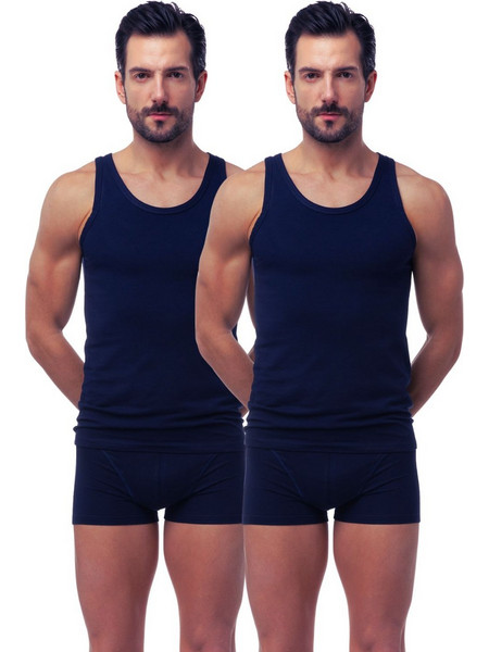 Minerva Sporties Αμάνικη Ανδρική Φανέλα 2Pack 12014-155 - ΜΑΡΙΝ