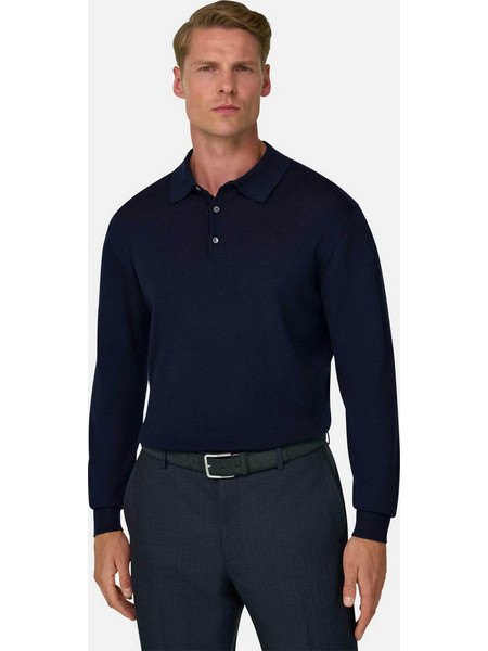 Boggi Milano Ανδρική Μπλούζα Polo Μακρυμάνικη Navy Μπλε BO26A018901