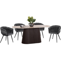 ΣΕΤ ΤΡΑΠΕΖΑΡΙΑΣ 5ΤΜΧ CATER HM12118.01 ΚΕΡΑΜΙΚΟ TOP ΟΒΑΛ-ΓΚΡΙ ΒΕΛΟΥΔΟ HOMEMARKT