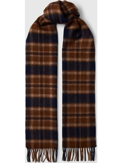 SELECTED SLMTOPE WOOL CHECK SCARF 16095262-DijonTARTAN Chocolate