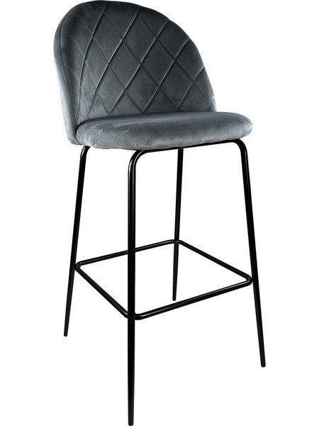 Σκαμπό Bar ArteLibre UNDERHILL Γκρι/Μαύρο Βελούδο/Μέταλλο 45x53x107cm