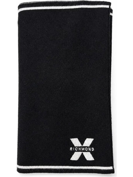 Richmond Unisex Κασκόλ Chellipe με Κεντημένο Logo, 170 x 38 cm, σε χρώμα Μαύρο & Λευκό