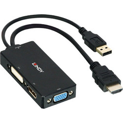 Lindy Μετατροπέας HDMI / USB-A male σε DVI-D / DisplayPort / VGA female 1τμχ 38182 1800043