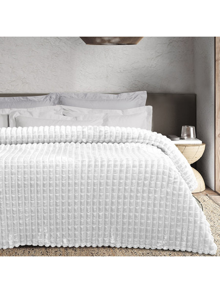 DAS HOME ΚΟΥΒΕΡΤΑ FLEECE 220Χ240 1386 WHITE 420588221386