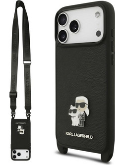 Karl Lagerfeld Saffiano Karl and Choupette Crossbody Θήκη iPhone 18 Pro Max Black (KLHCP18XSAKCPBK)