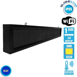 GLOBOSTAR(R) DISPLAY 90263 Κυλιόμενη Ψηφιακή Επιγραφή P10 Μονής Όψης LED AC 220-240V Αδιάβροχο IP54 Μπλε - WiFi Control μέσω FK APP - Αισθητήρας Θερμοκρασίας & Υγρασίας - Μ168 x Π9 x Υ24cm