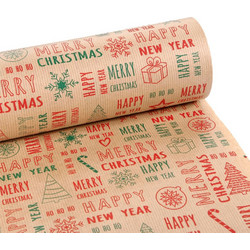CRAFT 60ΕΚΧ50ΜΕΤΡΑ ΧΑΡΤΙ ΠΕΡΙΤΥΛ ΠΡΑΣ ΚΟΚΚΙΝΟ MERRY CHRISTMAS 73648