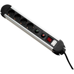 GEYER Πολύπριζο μαύρο alu με προστασία 2m 4 θέσεις GABKDS04