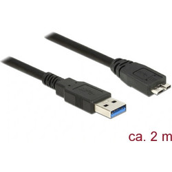 DeLock Regular USB 3.0 to micro USB Cable Μαύρο 2m (85074) 1τμχ