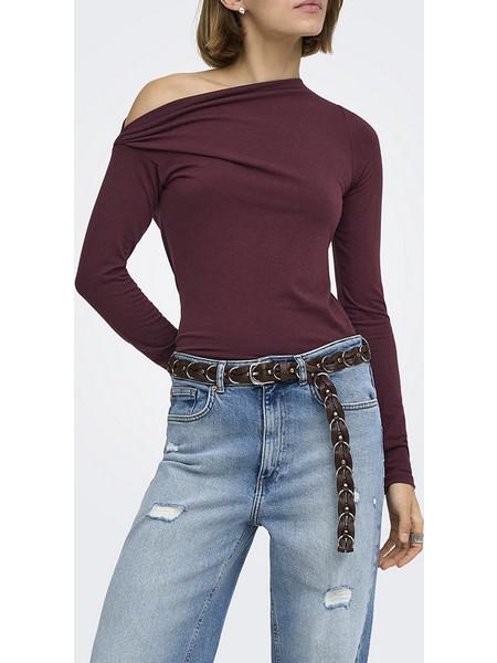 ONLY ONLSIA L/S ASSYMETRIC TOP JRS 15383991-FIG Bordeux