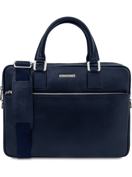 Ferrara Leather laptop briefcase - Μπλε σκούρο