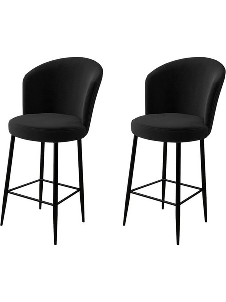 Bar Stool Set (2 Pieces) Fora Black Fabric: Babyface 46x40x107 cm