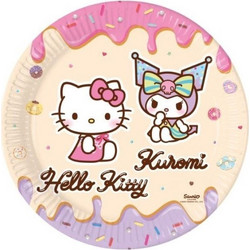 Party Πιάτα Χάρτινα Hello Kitty and Kuromi 23 εκ.-8 τμχ (98232)