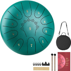 VEVOR Ατσάλινο Tongue Drum, 25.4cm 11 Νοτών Rain Drum για Εξωτερικό Κήπο, Μουσικό Τύμπανο σε Ντο Μείζονα με Βιβλίο Μουσικής & Μπαγκέτες, Κρουστό Όργανο για Διαλογισμό, Γιόγκα, Αρχάριους & Μουσική Εκπα