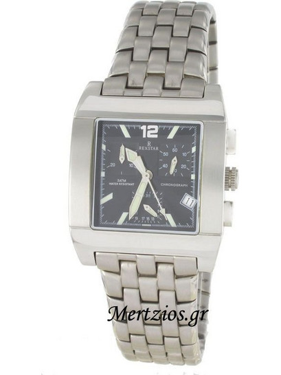 Rexstar Steel Dual Date and Γυναικείο Ρολόι Χρονογράφος με Ασημί Μεταλλικό Μπρασελέ 60434
