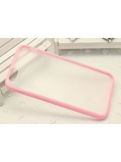 iphone 6 Plus - TPU bumper Frame Matte Clear Back Hard Case Cover Pink (OEM)