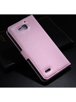 Δερμάτινη Stand Θήκη/Πορτοφόλι για Huawei Honor 3X G750 Ρόζ (OEM)