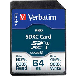 Verbatim Pro SDXC 64GB Class 10 U3 UHS-I