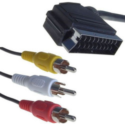 POWERTECH CAB-S002 SCART CABLE MALE 21p TO 3 x RCA MALE 2m 31130