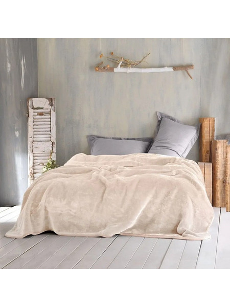 Κουβέρτα βελουτέ Υ/Δ (220Χ240) VELOUR ΚΡΕΜ, RYTHMOS HOME