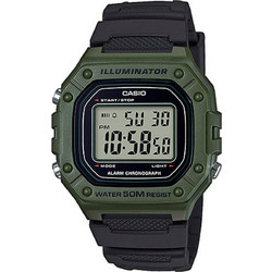 Casio Standard Ψηφιακό Ανδρικό Ρολόι Χρονογράφος με Πράσινο Καουτσούκ Λουράκι W-218H-3AVEF