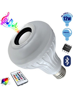 GloboStar 06630 Λάμπα E27 PAR30 12 Watt Bluetooth με Ηχείο και Ασύρματο Χειριστήριο RGBW