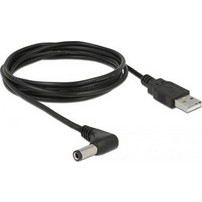 Delock USB Power Cable to DC 5.5x2.5mm Male 90 Degrees 1.5m, Black (85588)