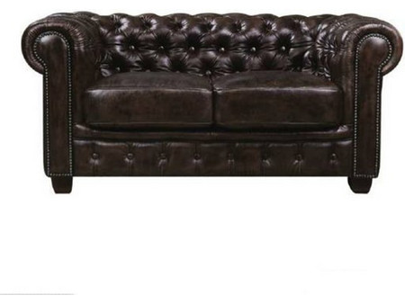 Woodwell Chesterfield 689 Διθέσιος Καναπές Δερμάτινος Καφέ 160x92x72cm E9574,2