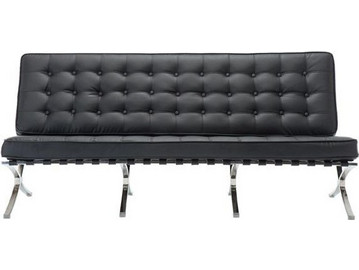 Woodwell Barcelona Τριθέσιος Καναπές από Δερματίνη Μαύρος 184x83x84cm E968,32