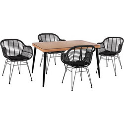 HomeMarkt Σετ Τραπεζαρία Κήπου Μεταλλικό 5τμχ Μαύρο HM10508