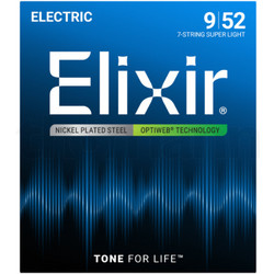 Elixir Strings 19007 Optiweb Σετ 7 Χορδές Ηλεκτρικής Κιθάρας Nickel Plated Steel 9-52" Extra Light Tension