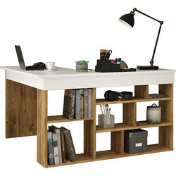 Pakoworld Rosaline Γωνιακό Γραφείο Ξύλινο με Βιβλιοθήκη 120x129x72cm 176-000010
