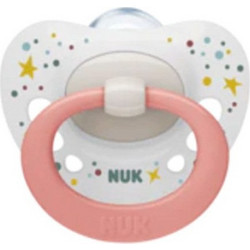 Nuk Signature Ανατομική Ορθοδοντική Πιπίλα Σιλικόνης 0-6m White Pink