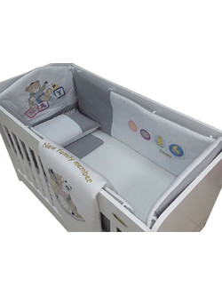 Beboulino New Family Member Σετ Κούνιας 65x110cm White/Grey 6τμχ