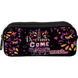 Must Energy Dreams Come True Κασετίνα Βαρελάκι με 2 Θήκες Μαύρη 585827