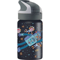 Laken Space Robot Παιδικό Μπουκάλι Θερμός Ανοξείδωτο BPA Free με Καλαμάκι Μαύρο Μπλε 350ml