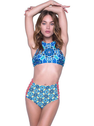 MinkPink Bikini Set Ψηλόμεσο Μπλε 005952